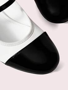 CUCCOO DOLLMOD 女士时尚蝴蝶结玛丽珍高跟鞋 - 黑與白 - 查看 4