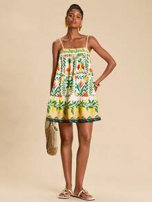 Travachic 女士热带印花度假吊带连衣裙 - 彩色 - 查看 3