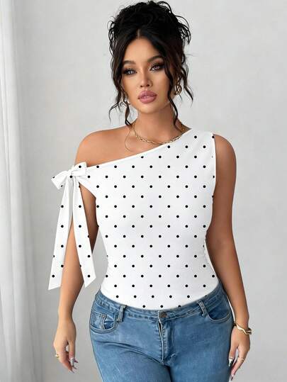 Elenzga 大码女士优雅纯色不对称领修身T恤，夏季