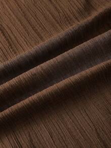 SHEIN Clasi 优雅女士纯色纹理褶皱上衣和花朵阔腿裤套装 - 彩色 - 查看 10