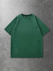 ROMWE MEN Grunge Punk Men's T-Shirt With Street American Design Splatter Paint Horse Effect T-Shirt - Green - View 1