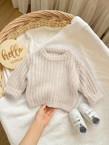 SHEIN Babygirl Cute Solid Color Casual Pullover Sweater, Versatile For Autumn/Winter - Pink - View 3