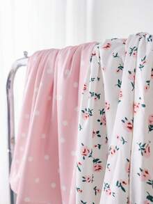 SHEIN Genkimix Kids 2件組少女花卉印花荷葉袖A字鬆緊腰洋裝，休閒日常、海灘、度假、夏季適用 - 淺粉色 - 查看 4