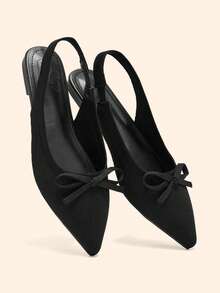 CUCCOO BASICS 女士黑色尖头平底布鞋 - 黑色 - 查看 5