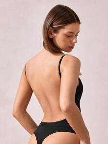 1 件女士露背无缝紧身衣塑身衣 - 黑色 - 查看 2