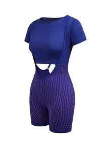 Innovista Women's Round Neck Short Sleeve Fitted Breathable Cycling Jersey - Royal Blue - View 10