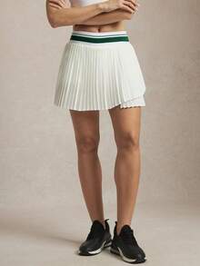 Activina Women's Striped Pleated Casual Sports Skirt - Green - View 5