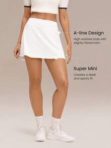 GLOWMODE Váy tập thể dục cạp cao 4,5 inch, co giãn thoải mái, ôm sát 360°, có bèo nhún ở hông và quần short bên trong, thích hợp cho tennis, golf, mặc hàng ngày, nhanh khô. - trắng - Xem 5