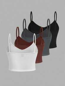 SHEIN EZwear 4件套加大码休闲简约吊带背心套装 - 彩色 - 查看 2