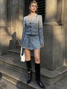 MainGRL Áo khoác sơ mi kẻ caro nữ phối cùng chân váy xếp ly ngắn, phong cách sinh viên. - Nhiều màu - Xem 3