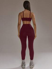Musera Sport Sports Bra And High Rise Leggings Co-Ord Set Padel Winter Activewear Sport Gym Workout Active Sets Workout Sets Alloy Summer - Burgundy - View 4
