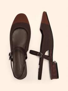 CUCCOO BASICS Women's Mary Jane Flat Shoes With Ribbon Strap, Comfortable Square Toe - Chocolate Brown - View 4