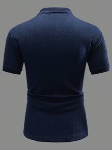 Manfinity Homme Men's Solid Color Casual Versatile Commuting Short Sleeve Polo Shirt - Royal Blue - View 2