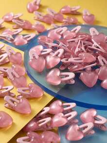 Joivida 1Pc/2Pcs Metal Oval Pink Heart Hair Clip, Elegant And Girly Duckbill Clip, Cute And Sweet Front And Side Bangs Hair Accessory. - Love clip - View 2