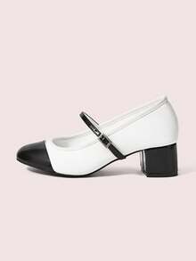 CUCCOO DOLLMOD 女士时尚蝴蝶结玛丽珍高跟鞋 - 黑與白 - 查看 1