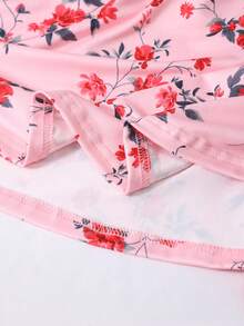 Cute Girls Floral Print Camisole Dress With Bow, Sleeveless Mid-Length Casual Dress, Summer Outfit - Red - View 9