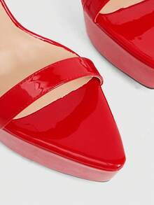 CUCCOO LuxiPop Women's High-Heeled Sandals, Simple And Sexy High-Heeled High-Water Sandals, Nightclub Style, Party Season Wear, Burgundy, Vacation Wear, Travel Essentials, 2000's Style - Red - View 8