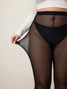 Hourglow Plus Size Slim Fit Comfortable Breathable High Stretch Tights, Winter, For Hourglass Body Shape/Valentine's Day - Black - View 9
