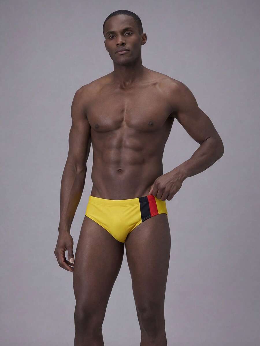 ZELFYO Maillots de bain homme minimalistes décontractés et quotidiens grande taille - Jaune citron - Voir 1