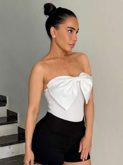 Milla Jasmine 女士優雅單肩連體衣，配有蝴蝶結