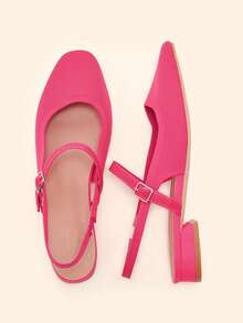 CUCCOO BASICS Women's Mary Jane Flat Shoes With Ribbon Strap, Comfortable Square Toe - Hot Pink - View 5