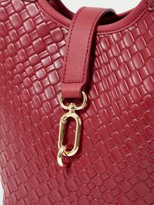 SHECARRY Women's Fashionable Versatile Commuter Metallic Handbag - Burgundy braid - View 5