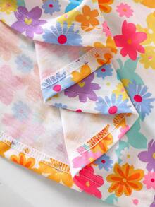 SHEIN Elladie kids 2件套女童休闲彩色碎花短袖连衣裙，夏季 - 彩色 - 查看 7