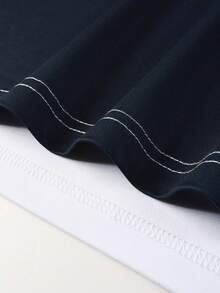 Manfinity Mode Men's Contrast Color Polo Shirt, Suitable For Outings And Office Wear Golf Shirt For Men Polo Shirt For Men Casual Polo Shirt Mens Collared Shirt Striped Polo Shirt  Old Money,Daily Leisure, Weekend Trips, Outdoor Activities, Travel Expeditions, Relaxed Work Environments Or Semi-Formal Occasions, Boyfriend/Husband Gift, Anniversary /Birthday Gift Party Summer Vacation Holiday,Wedding,Spring To Summer,Easter,Y2k,Vintage,Hawaiian - Blue and White - View 4