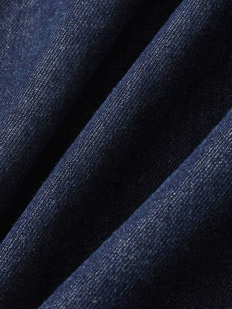 Women's Turndown Collar Contrast Color Horse Embroidery Casual Denim Blouse