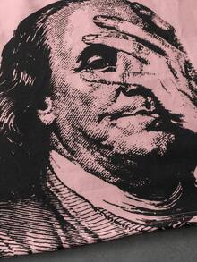 PAVTROS 男士标语和图案印花短袖休闲百搭T恤 - 淺粉色 - 查看 4