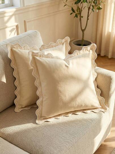 Vỏ gối ngoài trời thêu họa tiết lượn sóng màu đen trắng mờ, kích thước 18x18 inch, gối trang trí đẹp mắt, phù hợp cho ghế sofa, hiên nhà và đồ nội thất sân vườn.