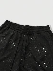 ROMWE MEN Street Life Men's Fashionable Shiny Shorts For Summer - Black - View 3
