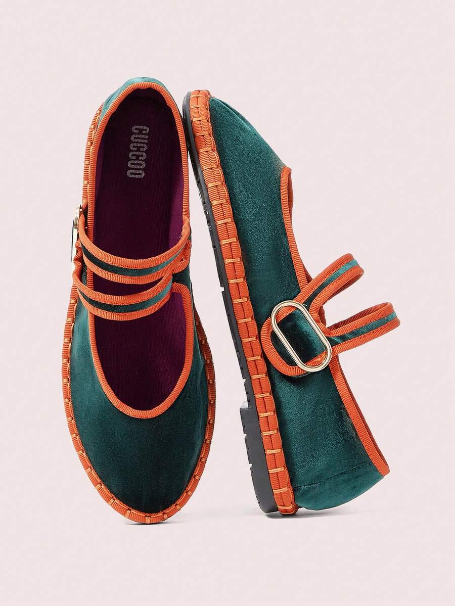 CUCCOO DOLLMOD Women's Casual Versatile Commute Simple Buckle Flats - Dark Green - View 1