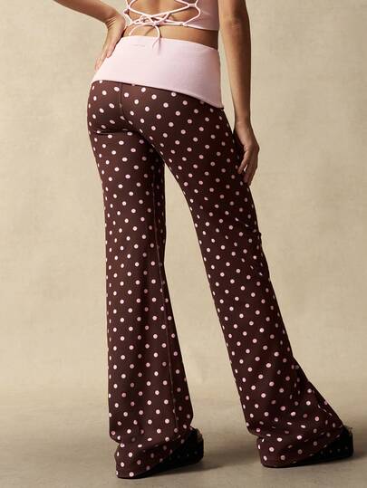 VARSITIE Women's Contrast Color Polka Dot Print Sports Pants