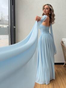 Jeta Ari Women's Elegant Party Solid Strapless Dress - Blue - View 4