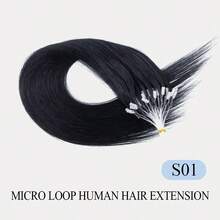 Tóc nối Micro Loop, tóc thật, 1 gói, thẳng tự nhiên, hạt cườm vô hình, dày, kiểu vòng nối Micro Loop, không cần keo, mềm mại, phù hợp cho mọi phụ nữ, dễ sử dụng cho người mới bắt đầu. - Nhiều màu - Xem 4