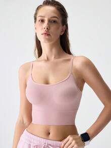 Loungeista Seamless Women Sports Bra Camisole - Baby Pink - View 1