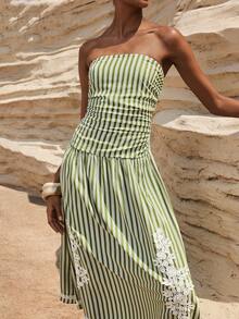 Maija Striped Print Bandeau Dress For Women - Multicolor - View 6