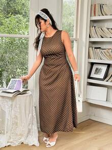 FleurLily Plus Size Sleeveless Backless Brown Dress Gym Summer - Coffee Brown - View 5