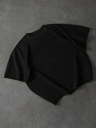 PAVTROS Camiseta de cuello redondo de manga corta con ajuste holgado para hombre, blanca, minimalista, diseño de dobladillo enrollado