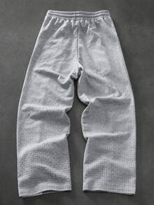 Manfinity Homme 男士灰白撞色纹理休闲运动裤，时尚百搭 - 彩色 - 查看 2
