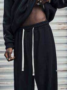 Modcrash Men's Fashion Gothic Graphic Print Hoodie And Sweatpants Set, Fall Clothes - Black - View 4