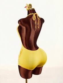 Amplova Bộ jumpsuit nữ gợi cảm cổ chữ V sâu mới năm 2026 - Màu vàng - Xem 7