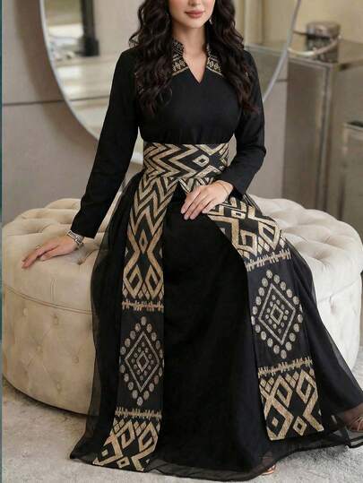 Al Najma Áo Kaftan Thổ Nhĩ Kỳ in họa tiết dành cho nữ, váy Ả Rập.