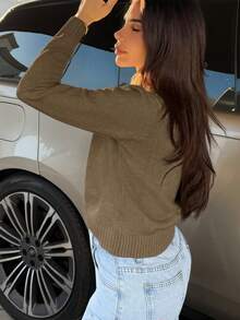 Milla Jasmine 女士简约百搭优雅开衫 - 駝色 - 查看 4