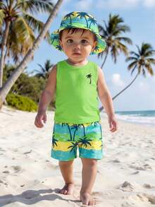 LMoss Kids Bộ 2 món áo ba lỗ cổ tròn và quần short dệt kim cho bé trai - Nhiều màu - Xem 1