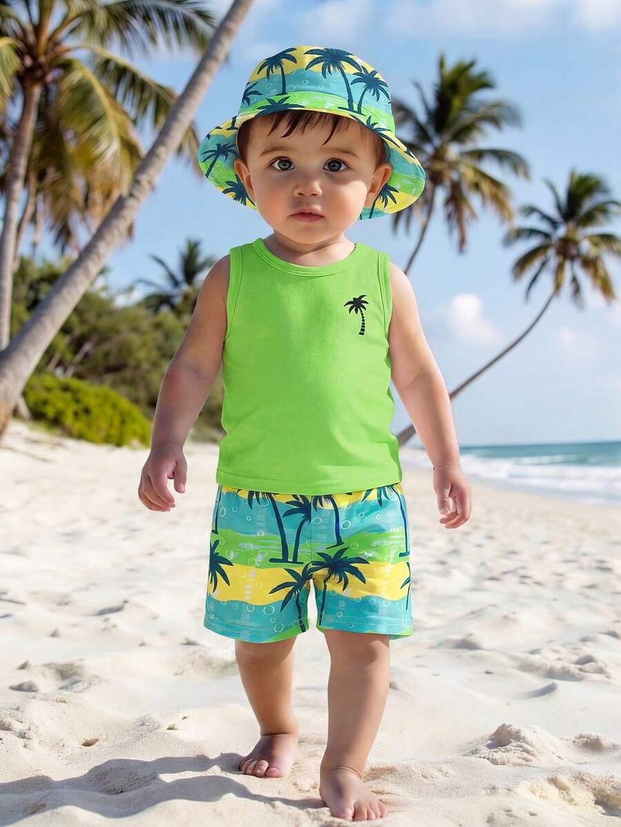 LMoss Kids Bộ 2 món áo ba lỗ cổ tròn và quần short dệt kim cho bé trai - Nhiều màu - Xem 1