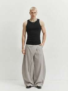 TOKVUE Men's Summer Versatile Minimalist Patch Detail Slim Fit Round Neck Tank Top - Black - View 5