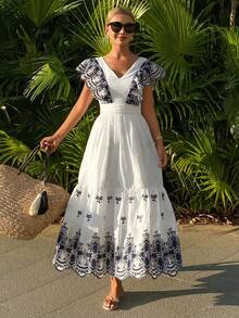 DAZY Women Midi Dresses Wedding Guest Dress Summer Sundress Boho Vacation Outfits Women - Navy Blue - View 2