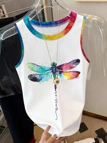 Resyla Women's Colorful Dragonfly Print Tank Top - Multicolor - View 4